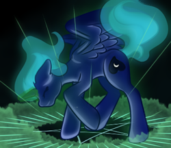 Size: 370x320 | Tagged: safe, artist:wifflethecatboi, imported from derpibooru, oc, oc:moonie hearts (old), alicorn, pony, cutie mark, eyes closed, flowing mane, magic, magic aura, magic circle, partially open wings, solo, wings