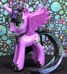 Size: 334x367 | Tagged: safe, artist:mandapanda toy collector, imported from derpibooru, twilight sparkle, oc, oc:twivine sparkle, alicorn, pony, colored sclera, corrupted, crown, evil, irl, jewelry, photo, regalia, toy, twilight sparkle (alicorn), twivine sparkle