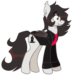 Size: 960x992 | Tagged: safe, artist:mxmx fw, imported from derpibooru, bat pony, pony, clothes, gerard way, my chemical romance, ponified, simple background, solo, suit, white background, ñ