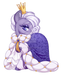 Size: 1024x1266 | Tagged: safe, artist:miioko, imported from derpibooru, oc, earth pony, pony, cloak, clothes, crown, deviantart watermark, ear fluff, earth pony oc, female, jewelry, mare, obtrusive watermark, raised hoof, regalia, simple background, solo, transparent background, watermark