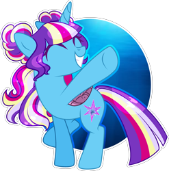 Size: 2816x2846 | Tagged: safe, artist:mint-light, artist:stormcloud-yt, imported from derpibooru, oc, oc only, alicorn, pony, alicorn oc, amputee, artificial wings, augmented, base used, eyes closed, female, grin, horn, mare, prosthetic limb, prosthetic wing, prosthetics, raised hoof, simple background, smiling, solo, transparent background, underhoof, wings