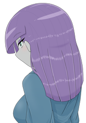 Size: 1040x1480 | Tagged: safe, artist:batipin, imported from derpibooru, maud pie, equestria girls, breasts, eyebrows, eyebrows visible through hair, female, lidded eyes, palindrome get, simple background, solo, transparent background