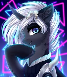 Size: 2500x2900 | Tagged: safe, artist:hakaina, imported from derpibooru, oc, oc only, bat pony, bat pony unicorn, hybrid, pony, unicorn, horn, solo