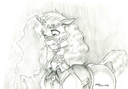 Size: 1400x974 | Tagged: safe, artist:baron engel, imported from derpibooru, oc, oc:free n'clear, unicorn, female, filly, foal, monochrome, pencil drawing, story included, traditional art