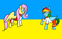 Size: 1024x640 | Tagged: safe, artist:horsesplease, imported from derpibooru, fluttershy, rainbow dash, clothes, colors, doodle, dress, flag, ukraine, ukrainian