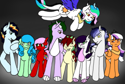 Size: 1009x679 | Tagged: safe, artist:howlforlife, imported from derpibooru, oc, oc only, oc:apple dumpling, oc:blossom, oc:bolt, oc:dawn, oc:garnet, oc:hope, oc:pearl, oc:storm chaser, oc:tootsie, dracony, earth pony, hybrid, pegasus, pony, draconequus hybrid, interspecies offspring, next generation, offspring, parent:applejack, parent:big macintosh, parent:caramel, parent:cheese sandwich, parent:discord, parent:flash sentry, parent:fluttershy, parent:pinkie pie, parent:princess celestia, parent:rainbow dash, parent:rarity, parent:soarin', parent:spike, parent:twilight sparkle, parents:carajack, parents:cheesepie, parents:dislestia, parents:flashlight, parents:fluttermac, parents:soarindash, parents:sparity