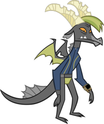 Size: 4146x4962 | Tagged: safe, artist:ponygamer2020, imported from derpibooru, baff, dragon, fallout equestria, dragon quest, absurd resolution, background dragon, clothes, fallout, jumpsuit, pipboy, simple background, solo, teenaged dragon, transparent background, vault suit, vector