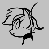 Size: 100x99 | Tagged: safe, rainbow dash, pony, aggie.io, collar, female, looking back, lowres, mare, monochrome, simple background