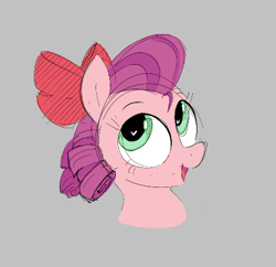 Size: 448x433 | Tagged: safe, artist:hattsy, oc, oc only, pony, aggie.io, bow, heart eyes, looking up, open mouth, simple background, smiling, wingding eyes