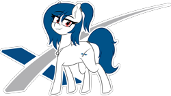 Size: 2739x1547 | Tagged: safe, artist:seafooddinner, oc, oc only, oc:spacexpone, earth pony, female, logo, mare, ponytail, simple background, smug, solo, spacex, transparent background