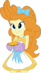 Size: 2898x5094 | Tagged: safe, artist:thatusualguy06, imported from derpibooru, pumpkin cake, equestria girls, the last problem, .svg available, apron, bow, clothes, equestria girls-ified, female, hair bow, mittens, naked apron, older, older pumpkin cake, partial nudity, pumpkin pie, simple background, solo, svg, transparent background, vector