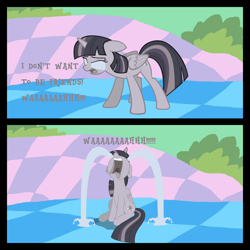 Size: 3000x3000 | Tagged: safe, artist:icecreamjaxxie, artist:wardex101, imported from derpibooru, twilight sparkle, alicorn, pony, the point of no return, what about discord?, chaos, comic, crying, crylight sparkle, discorded, discorded landscape, discorded twilight, female, ocular gushers, open mouth, sad, solo, twilight sparkle (alicorn), twilight tragedy