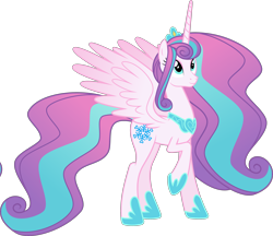 Size: 3470x3000 | Tagged: safe, artist:shakespearicles, artist:whalepornoz, imported from derpibooru, princess flurry heart, alicorn, pony, fanfic:cat's cradle, crown, female, fimfiction, full body, high res, hoof shoes, hooves, horn, jewelry, long horn, mare, older, older flurry heart, princess, raised hoof, regalia, royalty, show accurate, simple background, smiling, solo, spread wings, standing, tail, transparent background, wings