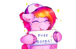 Size: 4096x2639 | Tagged: safe, artist:legionsunite, imported from derpibooru, oc, oc:velvet volt, pegasus, pony, :p, boop, eyes closed, hat, pegasus oc, sign, simple background, sparkles, text, tongue out, transparent background, unshorn fetlocks