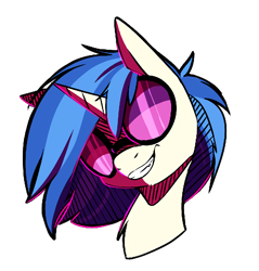 Size: 844x882 | Tagged: safe, artist:lockheart, imported from derpibooru, dj pon-3, vinyl scratch, pony, unicorn, bust, female, grin, looking at you, mare, simple background, smiling, smiling at you, solo, sunglasses, transparent background