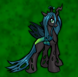 Size: 618x609 | Tagged: source needed, safe, artist:sephirothisshot23234, imported from derpibooru, queen chrysalis, changeling, changeling queen, angry, crown, female, jewelry, looking at you, regalia, solo