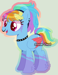 Size: 306x399 | Tagged: safe, artist:stormcloud-yt, imported from derpibooru, rainbow dash, pegasus, pony, alternate hairstyle, base used, choker, coat markings, colored wings, female, mare, nose piercing, nose ring, piercing, redesign, septum piercing, simple background, socks (coat markings), solo, spiked choker, two toned wings, wings