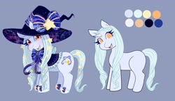 Size: 4185x2431 | Tagged: safe, artist:miioko, imported from derpibooru, oc, oc only, pony, unicorn, female, hat, horn, mare, reference sheet, simple background, unicorn oc, witch hat