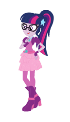 Size: 382x662 | Tagged: safe, artist:unicornsmile, imported from derpibooru, sci-twi, twilight sparkle, equestria girls, clothes, clothes swap, cute, female, simple background, solo, vector, white background