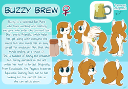 Size: 4961x3459 | Tagged: safe, artist:auroramint, imported from derpibooru, oc, oc only, oc:buzzy brew, pegasus, pony, commission, female, implied vore, mare, reference, reference sheet, solo