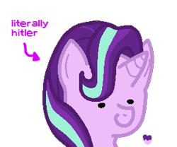 Size: 300x250 | Tagged: safe, artist:islomanian, derpibooru exclusive, imported from derpibooru, starlight glimmer, pony, unicorn, adolf hitler, dissonant caption, simple background, solo, starlight himmler, text, transparent background