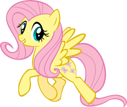 Size: 3999x3359 | Tagged: safe, artist:triox404, imported from derpibooru, fluttershy, pegasus, pony, may the best pet win, season 2, .svg available, female, full body, grin, high res, hooves, mare, simple background, smiling, solo, spread wings, tail, transparent background, vector, wings