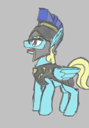 Size: 295x425 | Tagged: safe, pegasus, pony, aggie.io, armor, female, lowres, mare, open mouth, royal guard, simple background