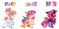 Size: 1050x525 | Tagged: safe, artist:goldlines005, imported from derpibooru, applejack, fluttershy, pinkie pie, rainbow dash, rarity, twilight sparkle, oc, alicorn, earth pony, pegasus, pony, unicorn, base used, earth pony oc, horn, magical lesbian spawn, offspring, parent:applejack, parent:fluttershy, parent:pinkie pie, parent:rainbow dash, parent:rarity, parent:twilight sparkle, parents:flutterdash, parents:rarijack, parents:twinkie, raised hoof, screencap reference, simple background, twilight sparkle (alicorn), unicorn oc, white background