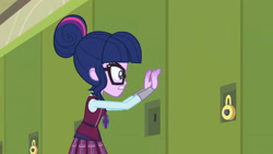 Size: 3410x1920 | Tagged: safe, imported from derpibooru, screencap, sci-twi, twilight sparkle, equestria girls, friendship games, female, glasses, high res, lockers, magic capture device, solo