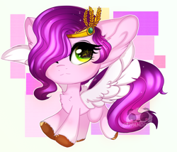 Size: 3500x2996 | Tagged: safe, artist:2pandita, imported from derpibooru, pipp petals, pegasus, pony, adorapipp, chest fluff, chibi, cute, ear fluff, female, g5, high res, mare, one eye closed, solo, wink