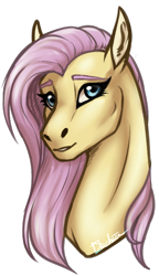 Size: 436x755 | Tagged: safe, artist:dachiia, imported from derpibooru, fluttershy, pegasus, pony, bust, female, mare, simple background, smiling, solo, transparent background