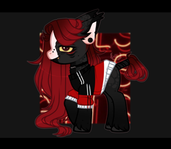 Size: 2695x2343 | Tagged: safe, artist:miioko, imported from derpibooru, oc, oc only, earth pony, pony, choker, clothes, ear piercing, earring, earth pony oc, jewelry, piercing, smiling, solo, tail, tail wrap