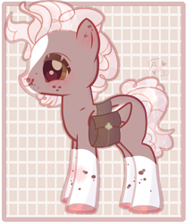 Size: 2000x2400 | Tagged: safe, artist:miioko, imported from derpibooru, oc, oc only, earth pony, pony, abstract background, bag, earth pony oc, hoof polish, saddle bag, solo