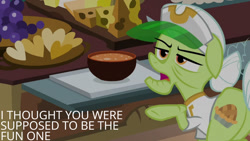 Size: 1280x720 | Tagged: safe, edit, edited screencap, editor:quoterific, imported from derpibooru, screencap, granny smith, earth pony, pony, grannies gone wild, season 8, spoiler:s08, female, mare, open mouth, solo, text