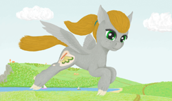 Size: 3400x2000 | Tagged: safe, imported from derpibooru, oc, hybrid, pegasus, pony, series:ponyashnost, claws, cloud, female, field, mountain, sky, wings