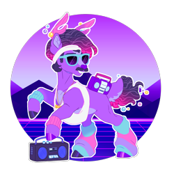 Size: 1600x1600 | Tagged: safe, artist:shady-bush, imported from derpibooru, original species, pony, scented pony, closed species, facial hair, male, moustache, radio, simple background, solo, sunglasses, transparent background