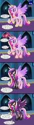 Size: 4154x15360 | Tagged: safe, artist:damlanil, imported from derpibooru, princess cadance, alicorn, pony, bodysuit, catsuit, clothes, comic, commission, costume, crown, derp, disappearing clothes, female, glasses, goggles, hoof shoes, horn, hypnogoggles, implied nightmare moon, implied twilight sparkle, jewelry, latex, latex suit, magic, magic aura, mare, mind break, mind control, necklace, regalia, rubber, rubber drone, shadowbolt drone, shadowbolts, shadowbolts (nightmare moon's minions), shadowbolts costume, shiny, shiny mane, show accurate, solo, speech bubble, story, story included, suit, text, transformation, transformation sequence, vector, wings