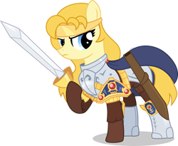 Size: 986x810 | Tagged: safe, artist:swiftgaiathebrony, imported from derpibooru, oc, oc only, oc:mythic mage, earth pony, pony, armor, earth pony oc, fantasy class, female, frown, hoof hold, mare, raised hoof, shadow, simple background, solo, transparent background, warrior