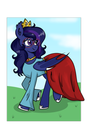 Size: 3456x4608 | Tagged: safe, artist:dreamy990, imported from derpibooru, oc, oc:shadow twinkle, bat pony, pony, clothes, crown, female, glasses, jewelry, mare, regalia, round glasses, skirt, solo