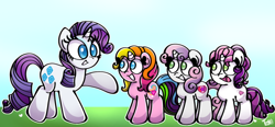 Size: 640x297 | Tagged: safe, artist:carousilly64, imported from derpibooru, rarity, rarity (g3), sweetie belle, sweetie belle (g3), pony, unicorn, cute, diasweetes, female, g3, g3 diasweetes, g3 raribetes, g3 to g4, g3.5, g3.5 to g4, g4, generation leap, generational ponidox, raribetes, siblings, sisters