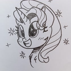 Size: 3120x3120 | Tagged: safe, artist:c.a.m.e.l.l.i.a, imported from derpibooru, starlight glimmer, pony, unicorn, female, glim glam, shiny eyes, smiling, solo, stars, traditional art