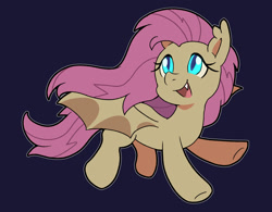 Size: 1600x1250 | Tagged: safe, anonymous artist, imported from derpibooru, fluttershy, bat pony, pony, bat ponified, bat wings, black background, drawthread, female, flutterbat, mare, open mouth, race swap, requested art, simple background, solo, spread wings, wings