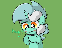 Size: 2301x1784 | Tagged: safe, artist:background basset, imported from derpibooru, lyra heartstrings, pony, unicorn, blushing, bust, cute, dialogue, female, green background, lyrabetes, mare, simple background, solo, text