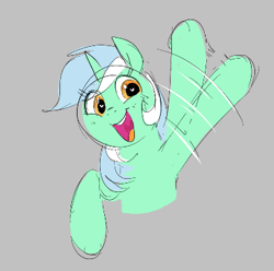 Size: 368x365 | Tagged: safe, artist:hattsy, lyra heartstrings, pony, unicorn, aggie.io, female, happy, heart eyes, mare, open mouth, simple background, smiling, waving, waving at you, wingding eyes