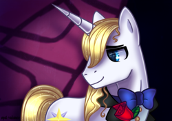 Size: 2160x1525 | Tagged: safe, artist:opal_radiance, imported from derpibooru, prince blueblood, pony, unicorn, blood, blue, drawing, prince, reshade, revamp, solo