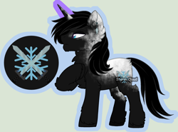 Size: 1794x1327 | Tagged: safe, artist:stormcloud-yt, imported from derpibooru, oc, oc only, unicorn, broken english, chest fluff, ear fluff, glow, glowing horn, horn, male, raised hoof, simple background, solo, stallion, unicorn oc