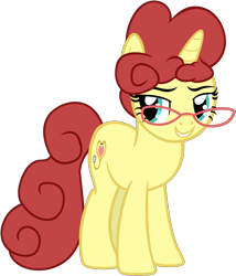 Size: 2141x2500 | Tagged: safe, artist:nicogamer3000, imported from derpibooru, oc, oc only, oc:mrs. possible, pony, unicorn, .svg available, female, full body, glasses, grin, high res, hooves, horn, lidded eyes, mare, show accurate, simple background, smiling, solo, standing, svg, tail, transparent background, unicorn oc, vector