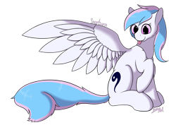Size: 4960x3508 | Tagged: safe, artist:aelflonra, imported from derpibooru, oc, oc only, oc:starburn, pegasus, large wings, long tail, simple background, solo, spread wings, tail, tongue out, transparent background, wings