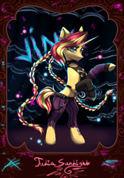 Size: 1668x2388 | Tagged: safe, artist:jsunlight, imported from derpibooru, sunset shimmer, pony, unicorn, crossover, jinx (league of legends), league of legends, solo, sunset cosplay flashmob