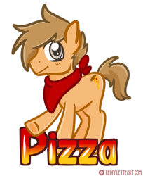 Size: 807x990 | Tagged: safe, artist:redpalette, imported from derpibooru, oc, oc only, oc:pizza, earth pony, badge, bandana, cute, earth pony oc, male, neckerchief, pose, simple background, smiling, solo, stallion, white background